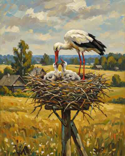 Гнездо с аистами Родны кут